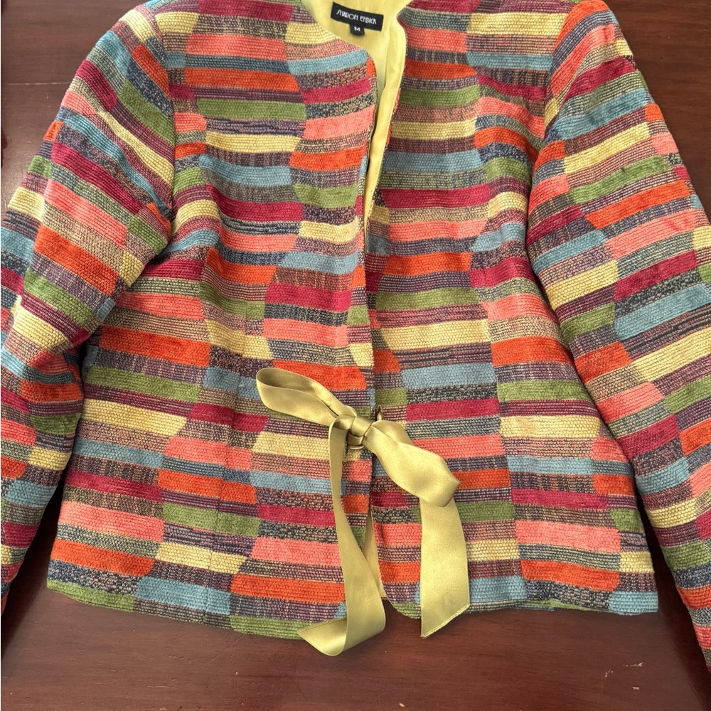 Sharon Endick Multicolor Striped Blazer with Tie